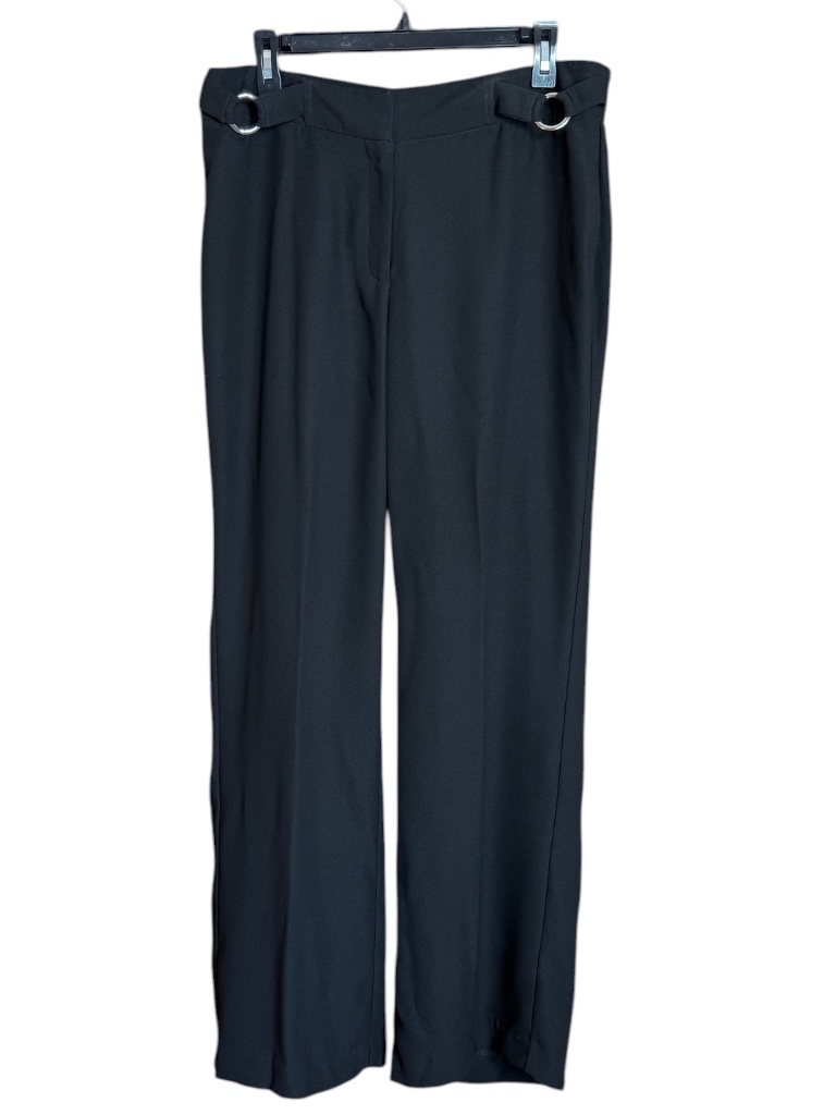 Nanette Lepore Black Crepe Straight Leg Dress Pants Ring Detail Size 12